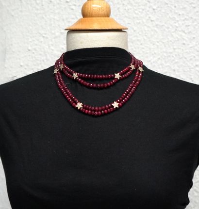 NECKLACE with 4 strands of round faceted...