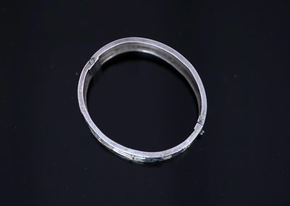 BRACELET LARGE rigide ouvrant en argent et...