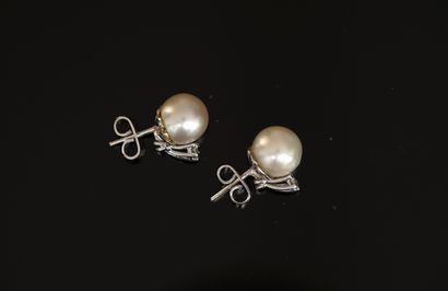 PAIR OF 18k (750/°°) white gold earrings...