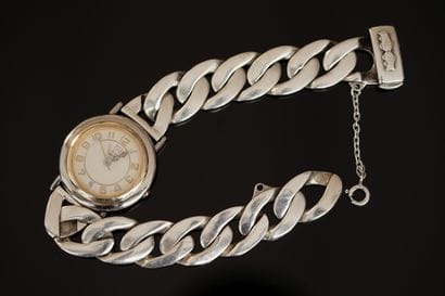 CLIO BLUE - BRACELET WATCH in silver, Minerve...