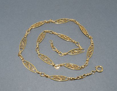 18K (750/°°) yellow gold filigree chain with...