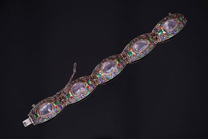 BRACELET in min. 800/°° swan silver, with...