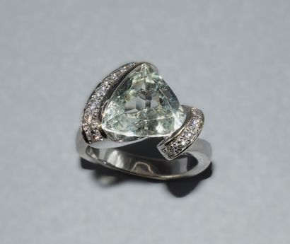 BAGUE en or blanc 18K (750/°°) poinçon tête...