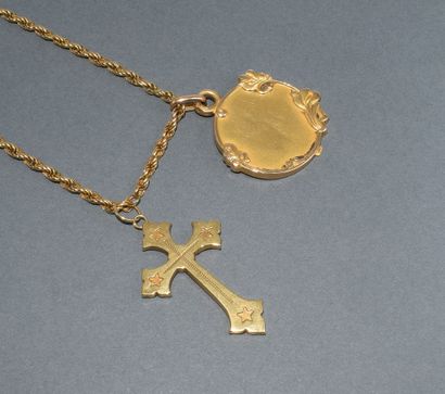 18K (750/°°) yellow gold CHAIN, eagle head...