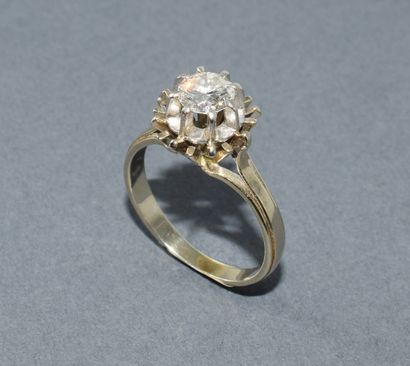 SOLITARY RING in 18k (750/°°) white gold...