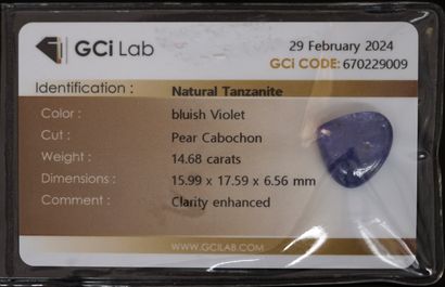 TANZANITE on paper pear cabochon for 14.68cts....