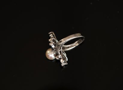 RING in 18K (750/°°) white gold, eagle-head...