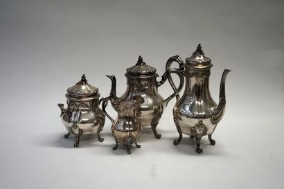 SILVER TEA AND COFFEE SET, Minerve hallmark,...