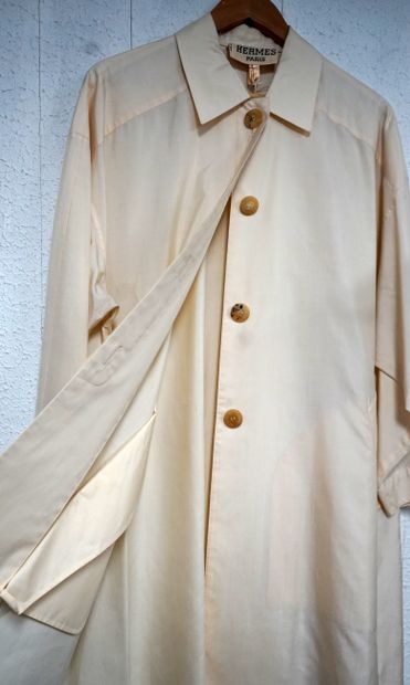 HERMES - IMPERMEABLE in raw silk, size S,...