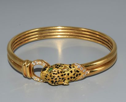 BRACELET JONC opening in 18K (750/°°) yellow...