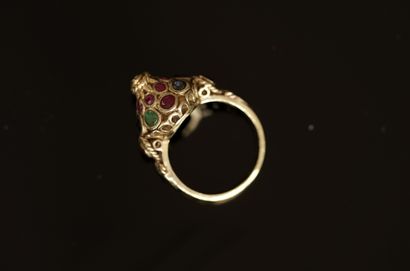 BAGUE en argent doré min 800/°° poinçon cygne,...