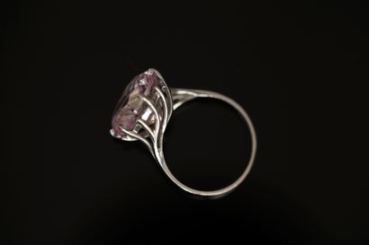 18K (750/°°) white gold owl-cut ring with...
