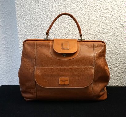 COURREGES - Vintage tan grained leather BAG,...