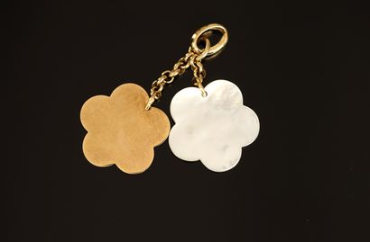 18K (750/°°) yellow gold pendant with 2 gold...