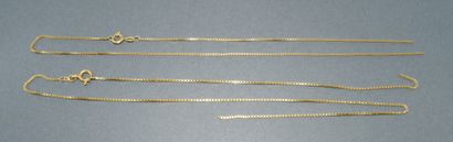 ENSEMBLE de 2 CHAINES en or jaune 18K (750/°°)...