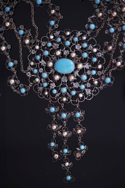 COLLIER DRAPERIE en argent et argent doré...