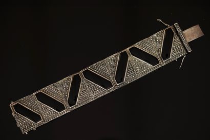 BRACELET CEINTURE in silver, Minerve hallmark,...