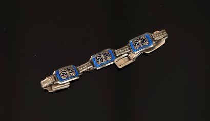 Silver articulated BRACELET, boar hallmark,...