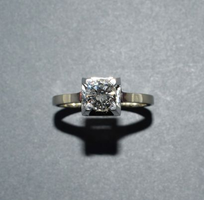 ALDEBERT - BAGUE en or blanc 18K (750/°°)...