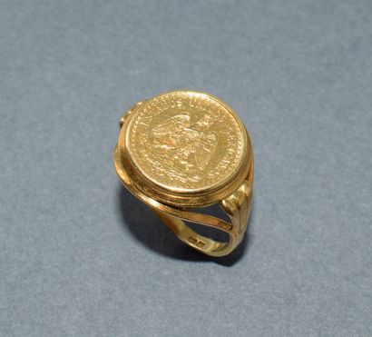 BAGUE PIECE à monture en or jaune 18K (750/°°)...