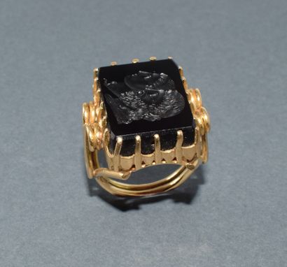 Men's ring in 18K (750/°°) yellow gold with...