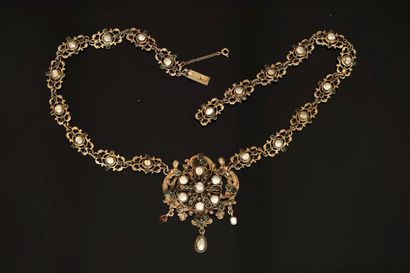 NECKLACE in silver gilt min 800/°° swan and...