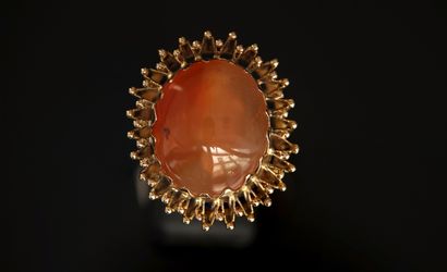 RING in 18K (750/°°) yellow gold with eagle...
