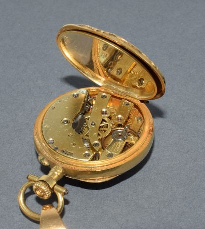 MONTRE A GOUSSET in 18K (750/°°) yellow gold,...