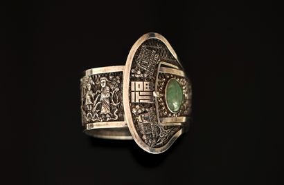 BRACELET CEINTURE rigide ouvrant en argent...