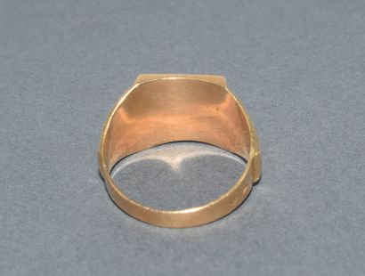 CHEVALIERE in 18K (750/°°) yellow gold, eagle...