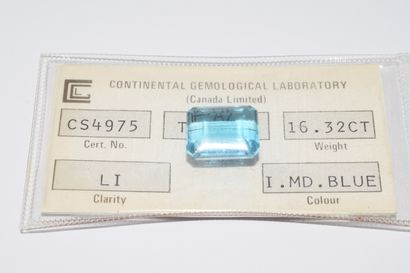 Sealed blue TOPAZE with its Continental Gemological...