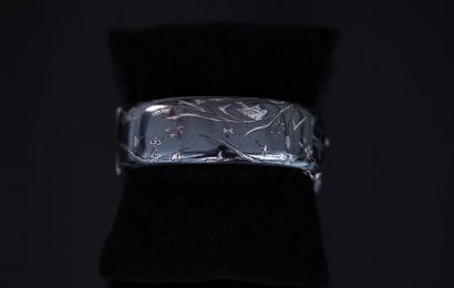Rigid opening JONC BRACELET in silver min...
