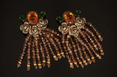 PAIR OF EAR PENDANTS in 925/°° gold-plated...