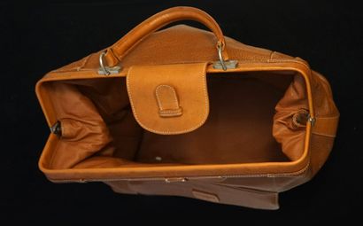 COURREGES - Vintage tan grained leather BAG,...