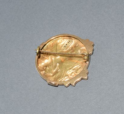 Art Nouveau 18K (750/°°) yellow gold eaglehead...
