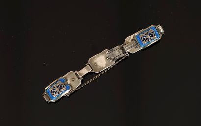 Silver articulated BRACELET, boar hallmark,...