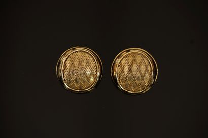 BALENCIAGA - PAIR OF round ear CLIPS in gilded...