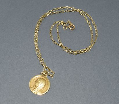 CHAIN AND MEDAL in 18K (750°°) yellow gold...