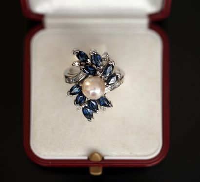 RING in 18K (750/°°) white gold, eagle-head...