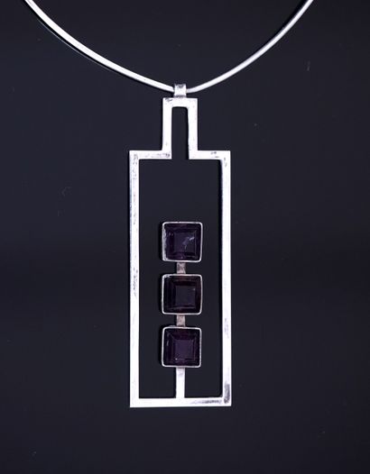 Modernist 925/°° silver NECKLACE and PENDANT,...
