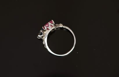 Toi et Moi RING in 18K (750/°°) white gold,...