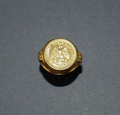 BAGUE PIECE à monture en or jaune 18K (750/°°)...