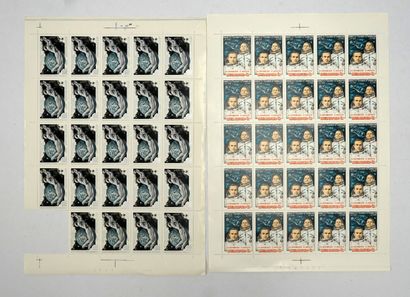 ENSEMBLE de 4 planches de timbres URSS (1...