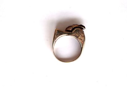 AC - Gilded silver and synthetic stone ring,...