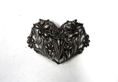 BOUCLE de CEINTURE en métal argenté en forme...