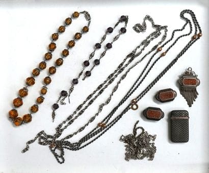 ENSEMBLE en métal argenté et argent min 800/°°...