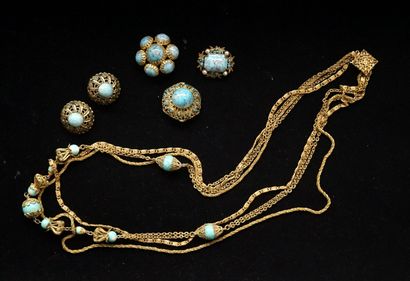 FANTAISIE - ENSEMBLE en métal doré et perles...