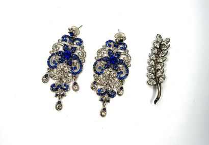 FANTAISIE - ENSEMBLE en métal argenté, strass...