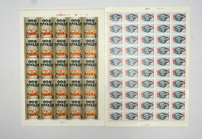 ENSEMBLE de 4 planches de timbres URSS (1...
