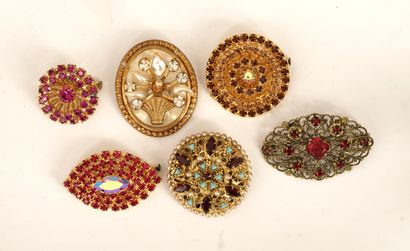 FANTAISIE - ENSEMBLE en métal doré et strass...